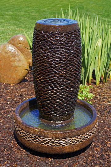 Slender Shimmering Stones Fountain with Light