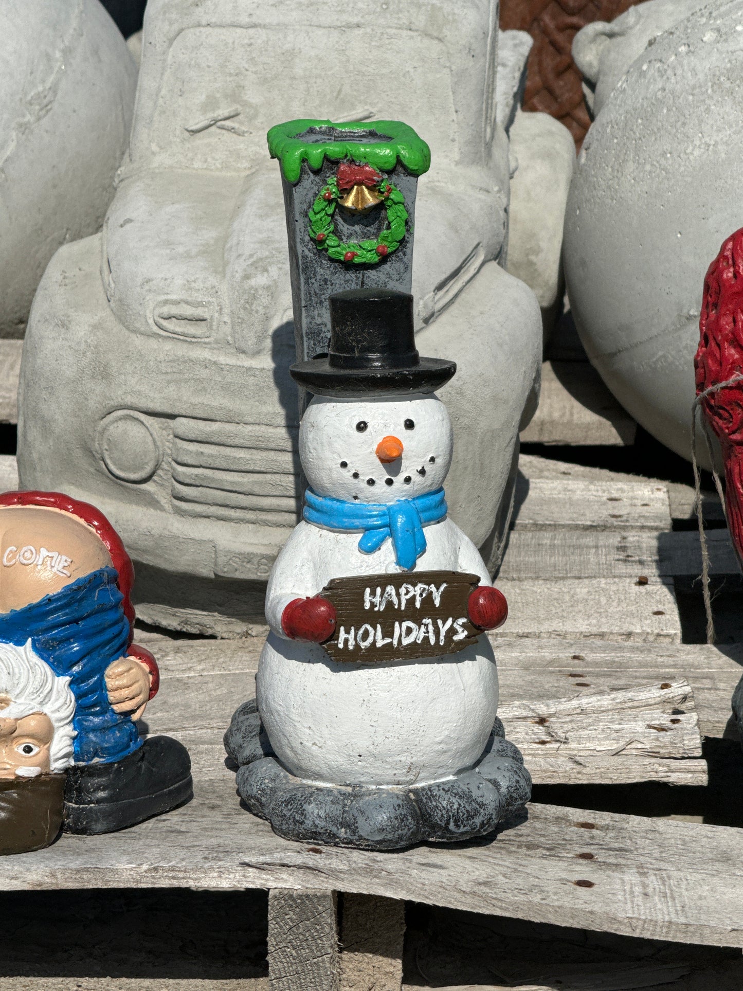 Snowman Solar Light Holder 13" tall