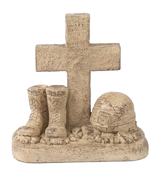 Soldier Boots/Helmet at Cross 18" tall