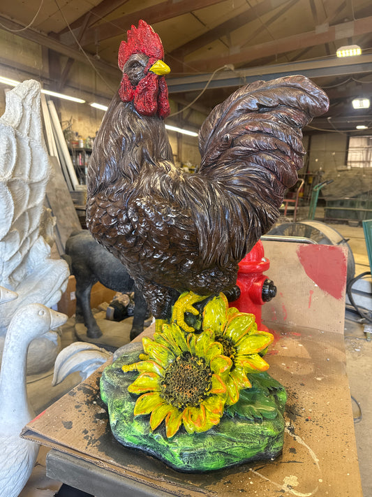 Rooster with Sunflower 32" tall