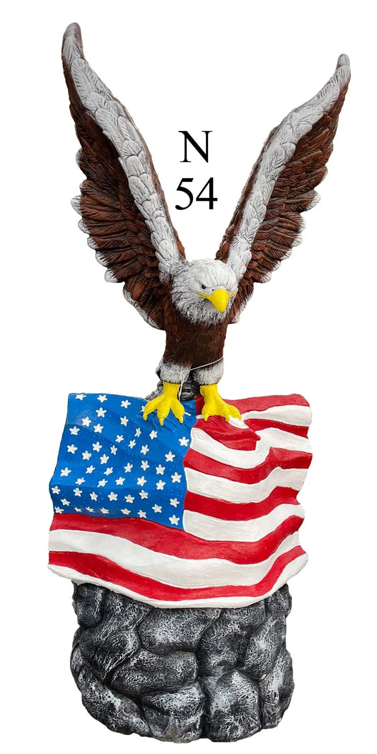 Eagle with Flag on Rock