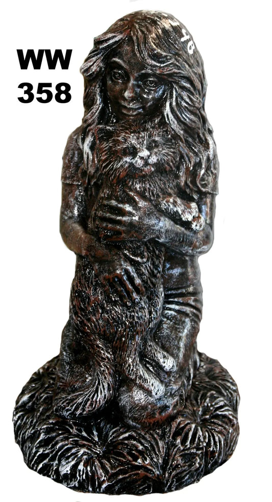 Kneeling Girl with Cat