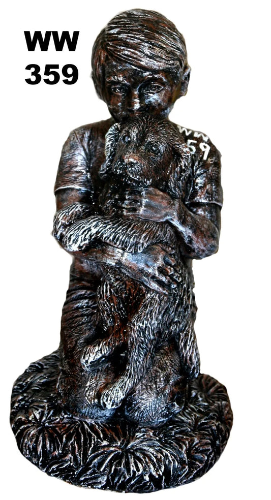 Kneeling Boy with Dog